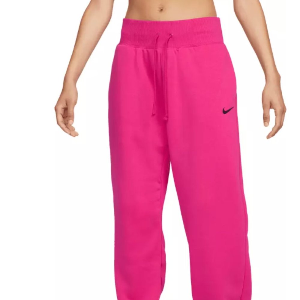 Nike Sportswear Women's Phoenix High-Waisted Oversized Sweatpants SMALL Hot Pink